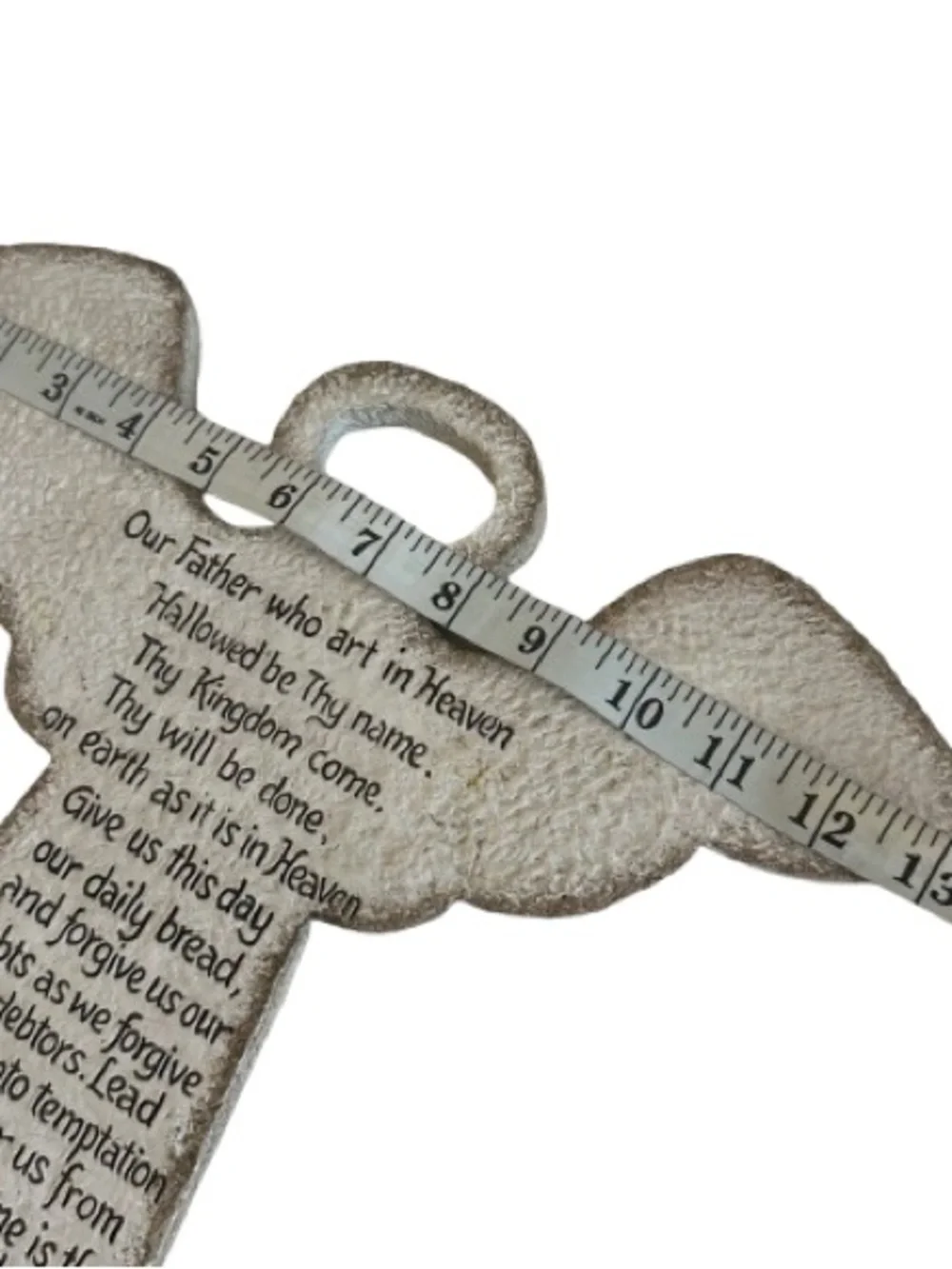 caffco Cross Angel Wall Plaque with Lord's Prayer Neutral Stone Tone Wall Decor